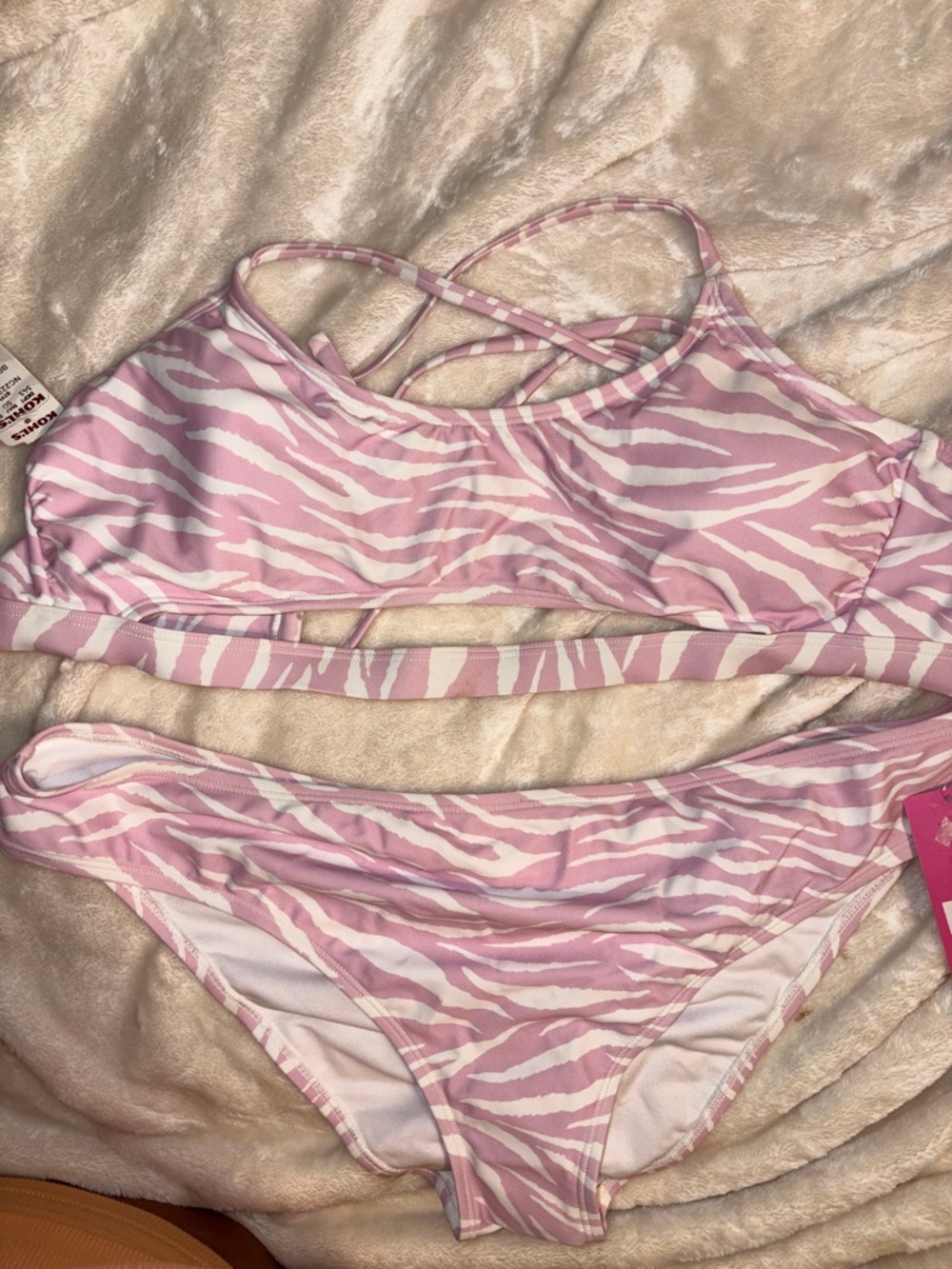 Women's Pink Zebra Print Bikini Set top size XL and bottom size XXL
